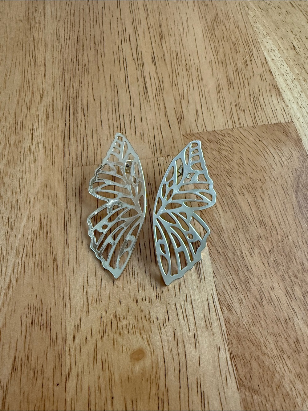 Gold Butterfly Wing Statement Earrings - Women Accessories